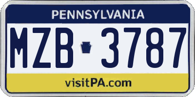 PA license plate MZB3787