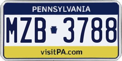 PA license plate MZB3788