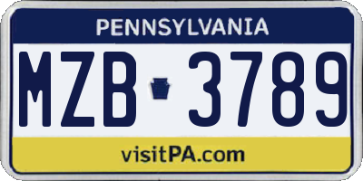 PA license plate MZB3789