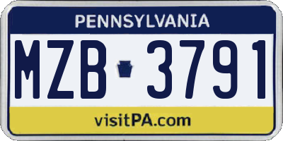 PA license plate MZB3791