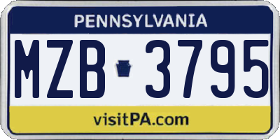 PA license plate MZB3795