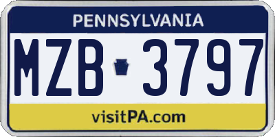 PA license plate MZB3797