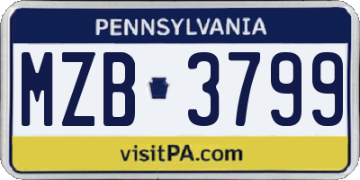 PA license plate MZB3799