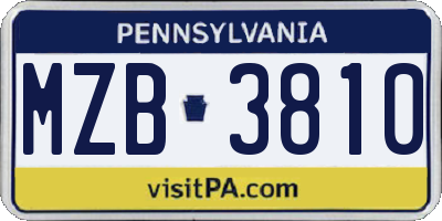 PA license plate MZB3810