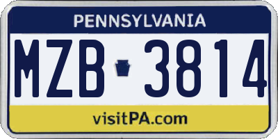 PA license plate MZB3814