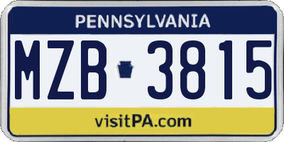 PA license plate MZB3815