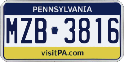 PA license plate MZB3816