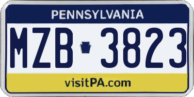 PA license plate MZB3823