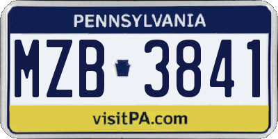 PA license plate MZB3841