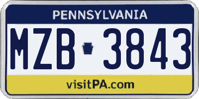 PA license plate MZB3843