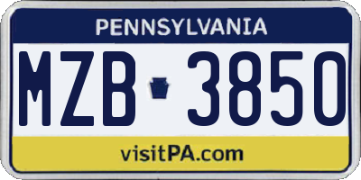 PA license plate MZB3850