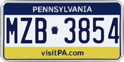 PA license plate MZB3854