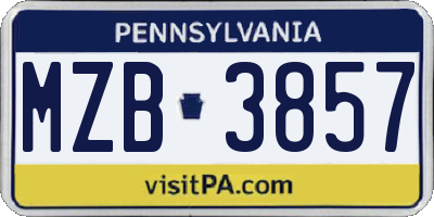 PA license plate MZB3857