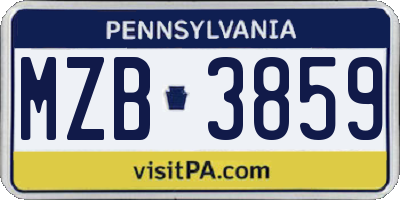 PA license plate MZB3859