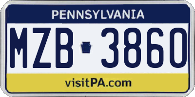 PA license plate MZB3860