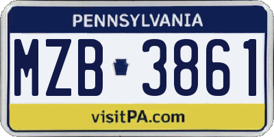 PA license plate MZB3861