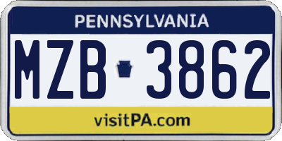 PA license plate MZB3862