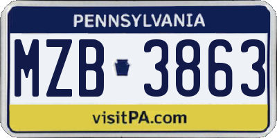 PA license plate MZB3863
