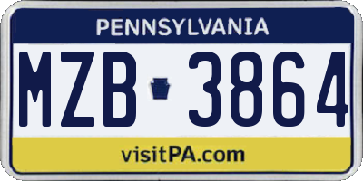 PA license plate MZB3864
