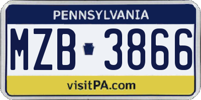 PA license plate MZB3866