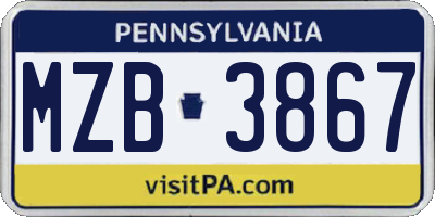 PA license plate MZB3867