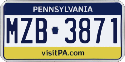 PA license plate MZB3871