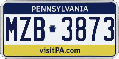 PA license plate MZB3873