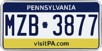 PA license plate MZB3877