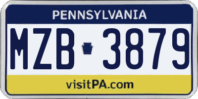 PA license plate MZB3879