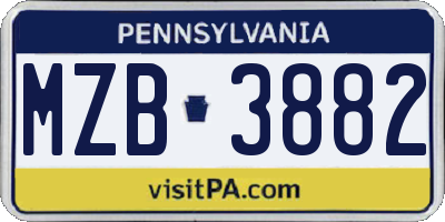 PA license plate MZB3882