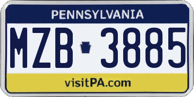 PA license plate MZB3885
