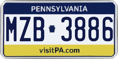 PA license plate MZB3886