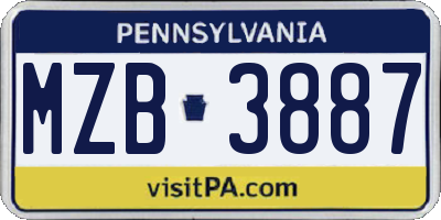 PA license plate MZB3887