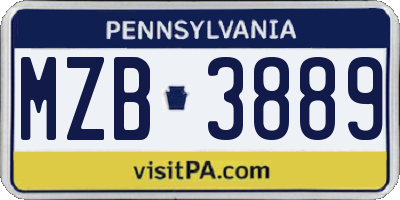 PA license plate MZB3889