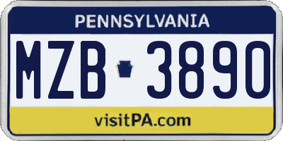 PA license plate MZB3890