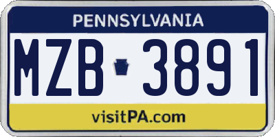 PA license plate MZB3891