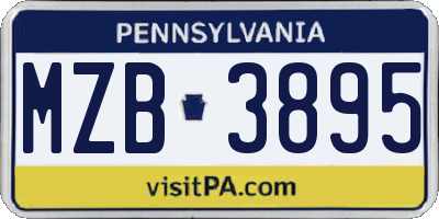 PA license plate MZB3895