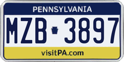 PA license plate MZB3897