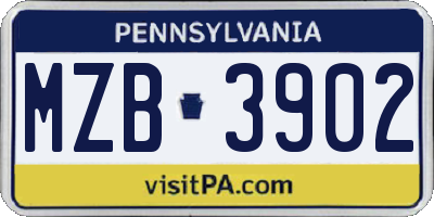 PA license plate MZB3902