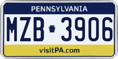 PA license plate MZB3906