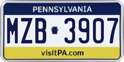 PA license plate MZB3907