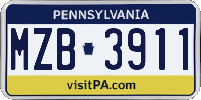PA license plate MZB3911