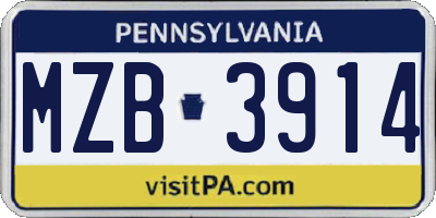 PA license plate MZB3914