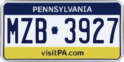 PA license plate MZB3927