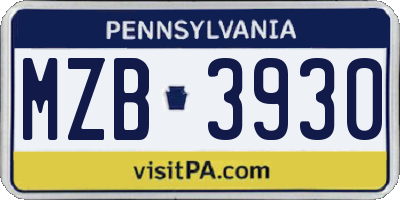 PA license plate MZB3930