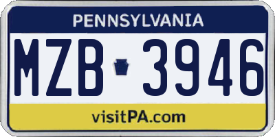 PA license plate MZB3946