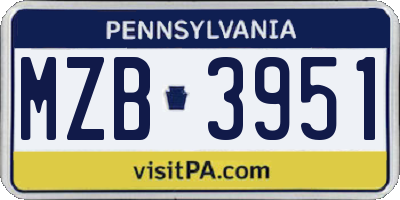 PA license plate MZB3951