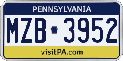 PA license plate MZB3952