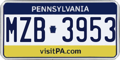 PA license plate MZB3953
