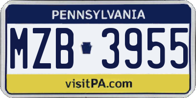 PA license plate MZB3955